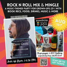 Load image into Gallery viewer, Rock N Roll Mix &amp; Mingle Event / Dave Grohl Inspired Music Party ft. Book Recs, Food, Drinks, Music, Discounts &amp; More for Grown-Ups (21+)
