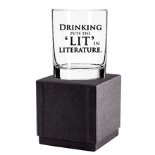 Load image into Gallery viewer, Short Tumbler Cocktail Glass - Drinking Puts the &quot;Lit&quot; in Literature - XL SIZE / FLY PAPER PRODUCTS
