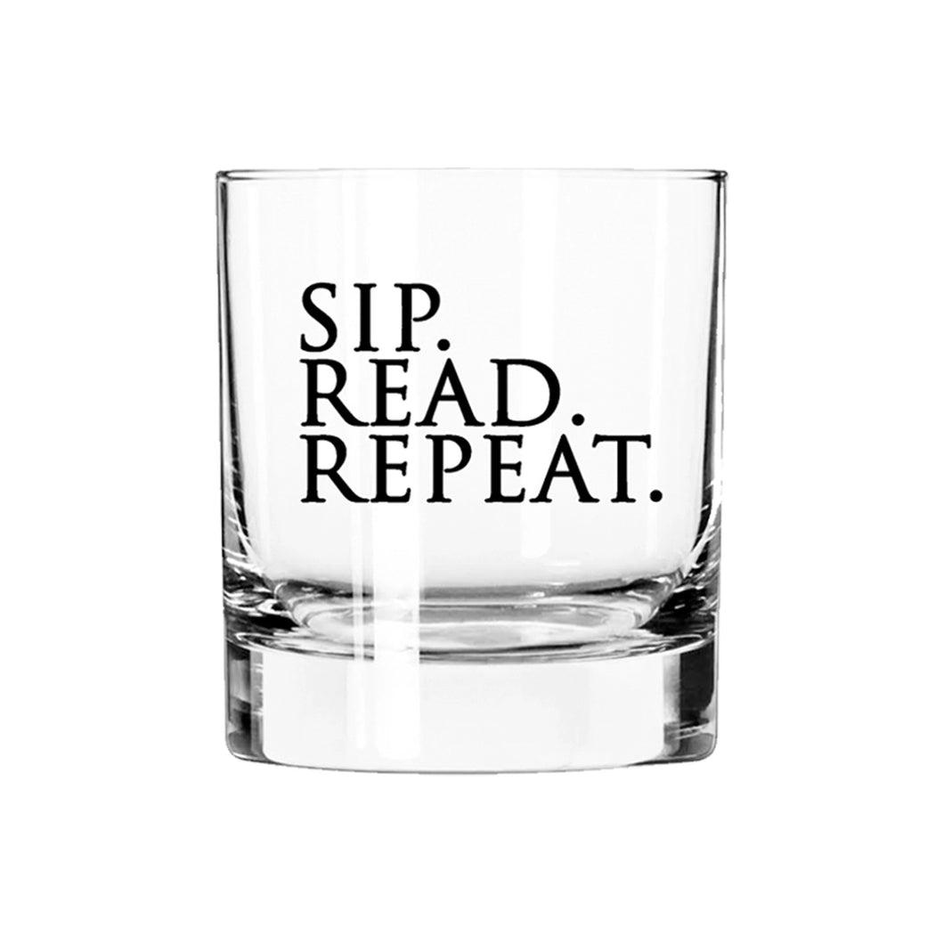 Short Tumbler Cocktail Glass - Sip, Read, Repeat / FLY PAPER PRODUCTS